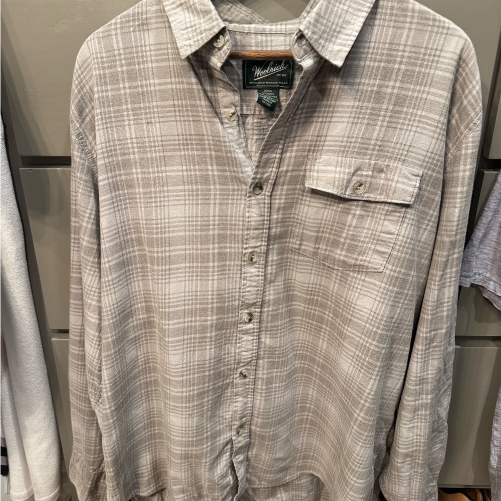 Woolrich Light Gray Plaid Men's Shirt